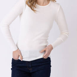 Tee-shirt thermique manches longues femme en laine merinos blanc naturel