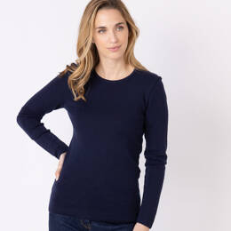 Tee-shirt thermique manches longues femme en laine merinos bleu marine