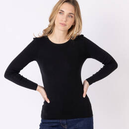 Tee-shirt thermique manches longues femme en laine merinos noir