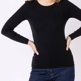 Tee-shirt thermique manches longues femme en laine merinos noir