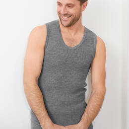 Débardeur thermique homme épais en laine gris léger