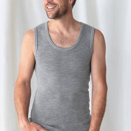 Débardeur thermique homme fin laine gris léger