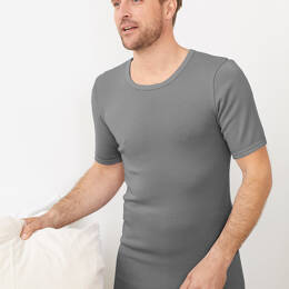Tee-shirt thermique fin homme  laine mérinos gris léger