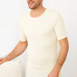 Tee-shirt thermique fin homme  laine mérinos blanc naturel