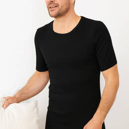 Tee-shirt thermique fin homme  laine mérinos noir