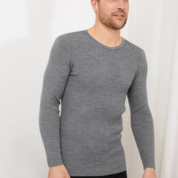 Tee-shirt thermique épais manches longues homme en laine gris léger