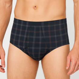 Slip ouvert homme en coton carreaux bleu marine