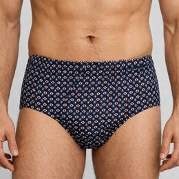 Slip homme ouvert en coton imprimé bleu