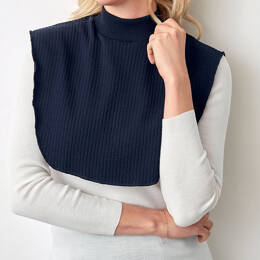 Col plastron mixte laine mérinos bleu marine