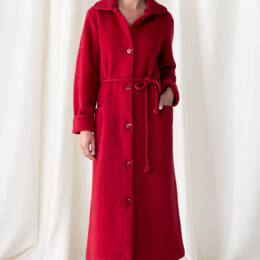 Robe de chambre femme en laine des Pyrénées rouge griotte