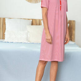 Chemise de nuit jersey doux rayé rouge