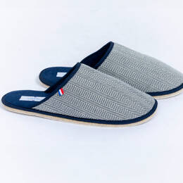 Chaussons homme en coton chevrons bleus