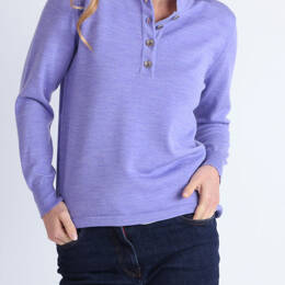 Pull femme col montant en laine mérinos Violet Parme
