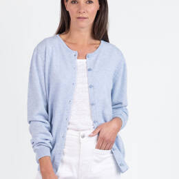 Cardigan femme en cachemire bleu chambray