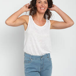 Débardeur femme en lin Blanc