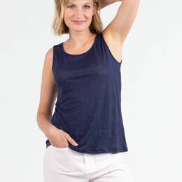 Débardeur femme en lin Bleu Marine