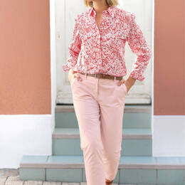 Pantalon chino femme en coton rose nacre