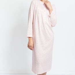 Chemise de nuit femme en coton rose fleur