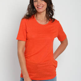 Tee-shirt femme en lin orange agrume