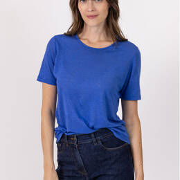 Tee-shirt femme en lin bleu indigo