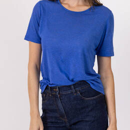 Tee-shirt femme en lin bleu indigo