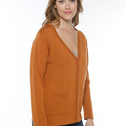 Gilet femme en laine merinos beige caramel