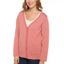 Gilet femme en laine merinos rose tomette