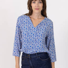Blouse femme viscose bleu grec