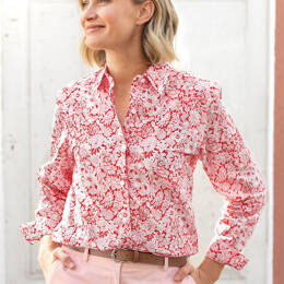 Chemisier imprimé femme en coton liberty rouge cerise