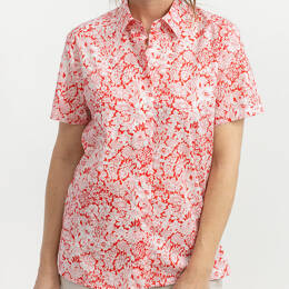 Chemisier femme en coton liberty rouge cerise