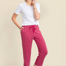 Pantacourt fluide femme en lin rose magenta