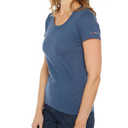 Tee-shirt femme uni bleu orage en coton
