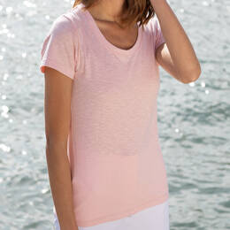 Tee-shirt femme uni rose en coton