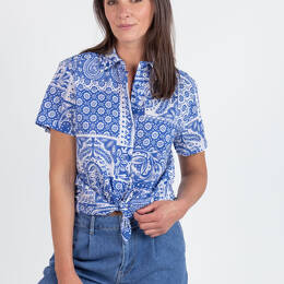 Chemisier en coton rayé bleu atlantique