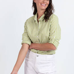 Chemise femme en coton vichy vert anis