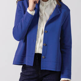 Veste courte femme en laine et maille fantaisie bleu intense