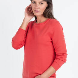 Pull femme en laine mérinos col rond rouge lumineux