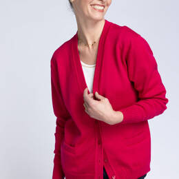 Gilet femme en laine rose rubis