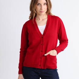 Gilet femme en laine rouge foncé