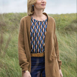 Gilet femme long en laine recyclée beige