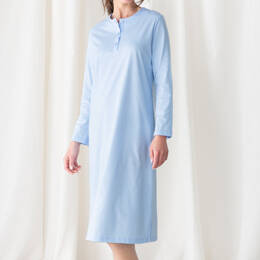 Chemise de nuit femme unie coton bleu
