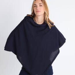 Poncho femme en laine mérinos bleu marine