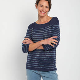 Pull marinière femme en coton bleu