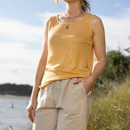 Bermuda femme en coton et lin beige