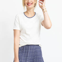 Tee-shirt femme en coton blanc écru