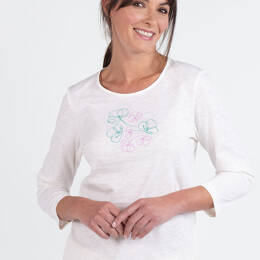 Tee-shirt femme en coton blanc crème
