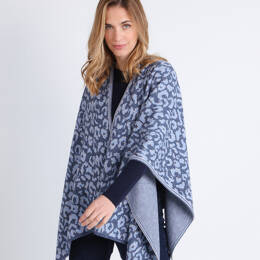 Étole femme en laine bleu