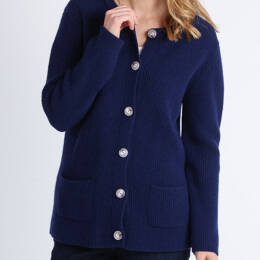 Cardigan femme en laine mérinos bleu