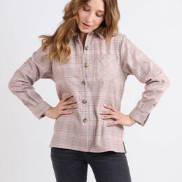 Surchemise femme en laine à carreaux rose