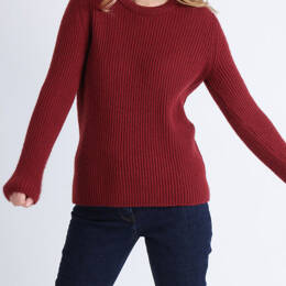 Pull femme en maille anglaise rouge